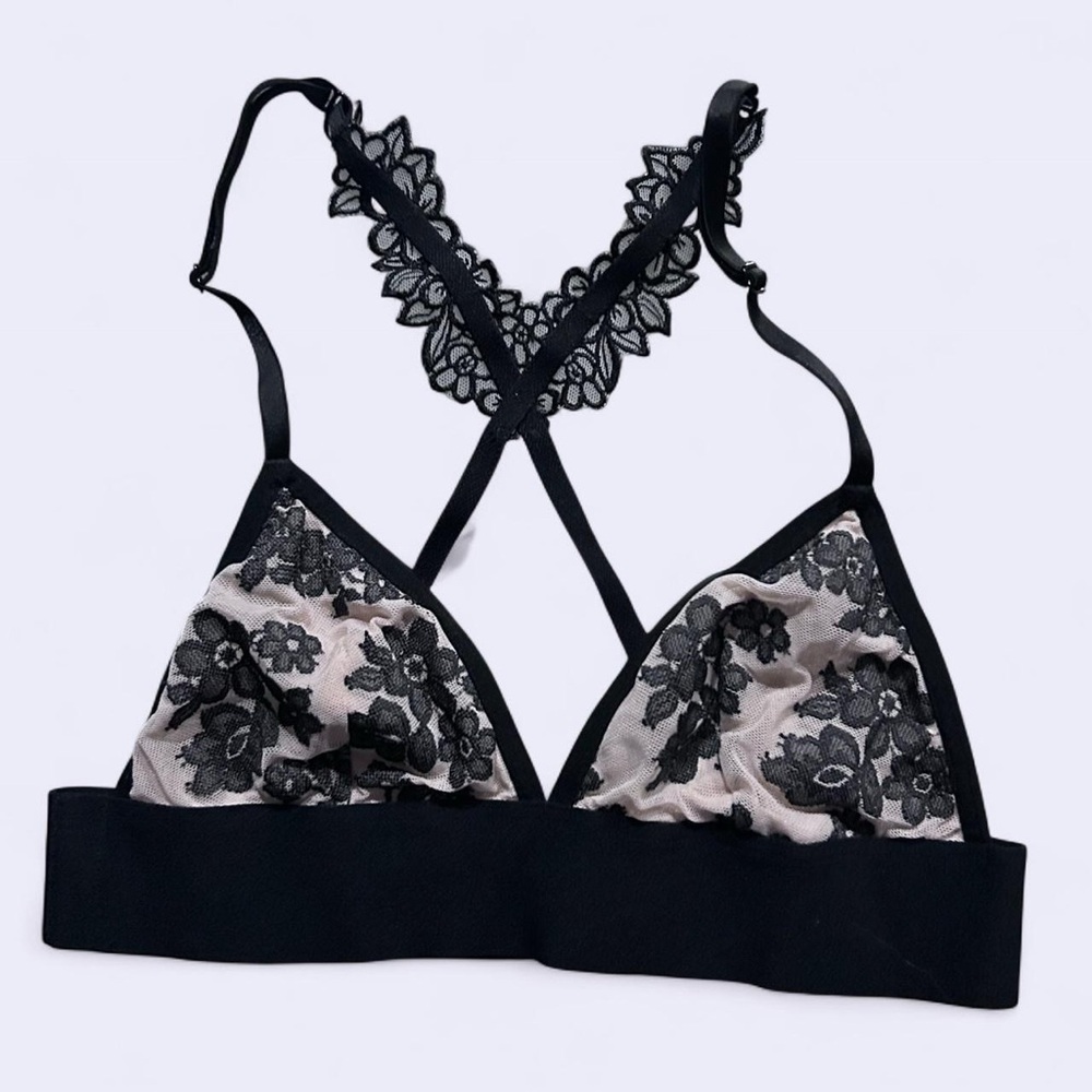 Sexy Black and Cream Lace Bralette